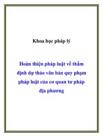 Hoàn thiện pháp luật về thẩm định dự thảo văn bản quy phạm pháp luật của cơ quan tư pháp địa phương pot