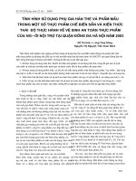 Tình hình sử dụng phụ gia hàn the và phẩm mầu trong một số thực phẩm chế biến sẵn và kiến thức thái độ thực hành về vệ sinh an toàn thực phẩm của người nội trợ tại quận Đống Đa Hà Nội năm 2003 docx