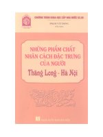 Những phẩm chất nhân cách đặc trưng của người Thăng Long - Hà Nội pdf
