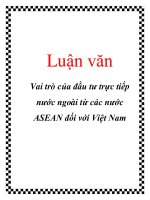 Luận văn: Vai trò của đầu tư trực tiếp nước ngoài từ các nước ASEAN đối với Việt Nam doc