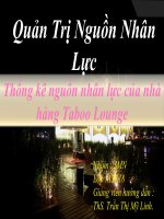 Quản Trị Nguồn Nhân Lực: Thống kê nguồn nhân lực của nhà hàng Taboo Lounge pptx