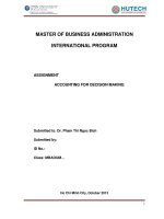 Accounting for decision making - MBA assignment