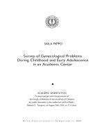 SURVEY OF GYNECOLOGICAL PROBLEMS DURING CHILDHOOD AND EARLY ADOLESCENCE IN A ACADEMICCENTER ppt
