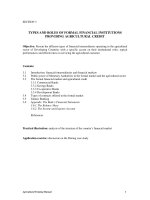 TYPES AND ROLES OF FORMAL FINANCIAL INSTITUTIONS PROVIDING AGRICULTURAL CREDIT potx