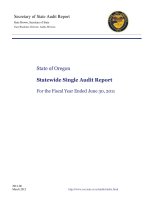 STATE OF OREGON STATEWIDE SINGLE AUDIT REPORT FOR THE FISCAL YEAR ENDED JUNE 30, 2011 doc