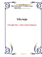 Tiểu luận: Chủ nghĩa Mác – Lênin về giá trị thặng dư docx