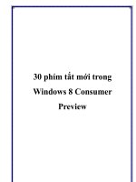 30 phím tắt mới trong Windows 8 Consumer Preview doc