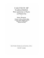 calculus of variations, with applications to physics and engineering - weinstock r
