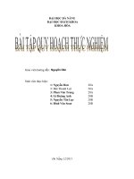 BÀI tập NHÓM QUY HOẠCH THỰC NGHIỆM