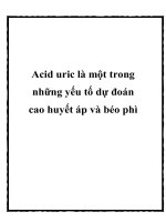 Acid uric là một trong những yếu tố dự đoán cao huyết áp và béo phì pdf