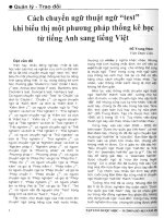 Báo cáo khoa học:Cách chuyển thuật ngữ test khi biểu thị một phương pháp thống kê từ tiếng Anh sang tiếng Việt pot