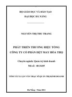 Luận văn: PHÁT TRIỂN THƯƠNG HIỆU TỔNG CÔNG TY CỔ PHẦN DỆT MAY HÒA THỌ ppt