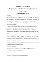 Northwest A&F University The program of Agricultural Economic Management Master''''s degree pptx