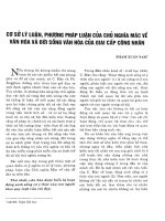 Báo cáo khoa học:Cơ sở lý luận và phương pháp luận của chủ nghĩa Mác về văn hóa và đời sống của giai cấp công nhân doc