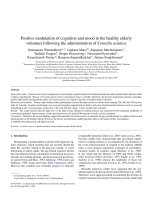 Positive modulation of cognition and mood in the healthy elderly volunteer following the administration of Centella asiatica ppt