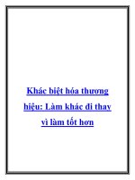 Khác biệt hóa thương hiệu: Làm khác đi thay vì làm tốt hơn potx