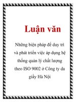 Luận văn: Những biện pháp để duy trì và phát triển việc áp dụng hệ thống quản lý chất lượng theo ISO 9002 ở Công ty da giầy Hà Nội ppt