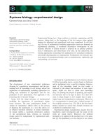 Báo cáo khoa học: Systems biology: experimental design Clemens Kreutz and Jens Timmer docx