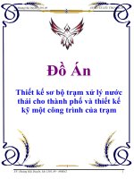 đồ án thiết kế sơ bộ trạm xử lý nước thải cho thành phố và thiết kế kỹ một công trình của trạm