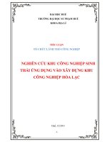 Tiều luận: NGHIÊN CỨU KHU CÔNG NGHIỆP SINH THÁI ỨNG DỤNG VÀO XÂY DỰNG KHU CÔNG NGHIỆP HÒA LẠC docx