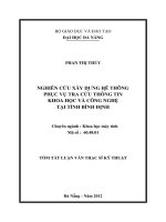 Luận văn:NGHIÊN CỨU XÂY DƢNG HÊ THÔNG ̣ ̣ ́ PHỤC VỤ TRA CỨU THÔNG TIN KHOA HỌC VÀ CÔNG NGHỆ TẠI TỈNH BÌNH ĐỊNH doc