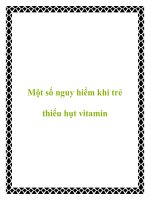 Một số nguy hiểm khi trẻ thiếu hụt vitamin pdf