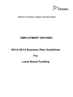 EMPLOYMENT ONTARIO 2013-2014 Business Plan Guidelines For Local Board Funding docx