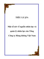 TIỂU LUẬN: Một số nét về nguồn nhân lực và quản lý nhân lực của Tổng Công ty Hàng không Việt Nam ppt