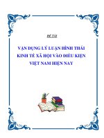 đề tài vận dụng lý luận hình thái kinh tế xã hội vào điều kiện việt nam hiện nay