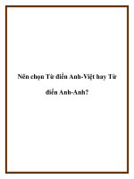 Nên chọn Từ điển Anh-Việt hay Từ điển Anh-Anh? pptx