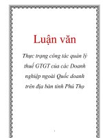 Luận văn: Thực trạng công tác quản lý thuế GTGT của các Doanh nghiệp ngoài Quốc doanh trên địa bàn tỉnh Phú Thọ potx