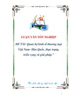 luận văn:Quan hệ kinh tế thương mại Việt Nam- Hàn Quốc, thực trạng, triển vọng và giải pháp pptx