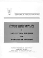 CURRICULA AND SYLLABI FOR MASTER''''S DEGREE PROGRAMS IN AGRICULTURAL ECONOMICS AND AGRICULTURAL EXTENSION potx