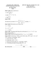 Đề kiểm tra môn toán học kì 2  LỚP 11