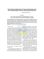 ẢNH HƯỞNG CỦA BIỆN PHÁP KỸ THUẬT HÁI ĐẾN NĂNG SUẤT CHẤT LƯỢNG GIỐNG CHÈ PHÚC VÂN TIÊN VÀ KEO AM TÍCH ppt