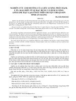 Nghiên cứu ảnh hưởng của liều lượng phân đạm lân, Kali đến tỉ lệ bạc bụng và hàm lượng Amylose hạt gạo ở đất phèn huyện Thoại Sơn, tỉnh An Giang potx