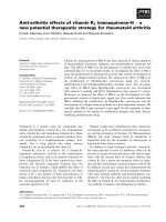 Báo cáo khoa học: Anti-arthritis effects of vitamin K2 (menaquinone-4) ) a new potential therapeutic strategy for rheumatoid arthritis doc