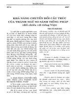 Báo cáo khoa học: Khả năng chuyển đổi cấu trúc của thành ngữ so sánh tiếng Pháp potx
