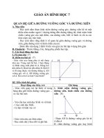 giáo án quan hệ giữa đường vuông góc và đường xiên, đường xiên và hình chiếu - toán 7 - gv.tr.t.vân