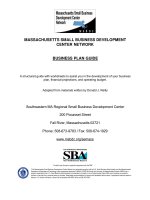 MASSACHUSETTS SMALL BUSINESS DEVELOPMENT CENTER NETWORK : BUSINESS PLAN GUIDE docx