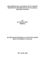 the importance and impacts of costing method on the process of managerial decision making