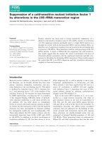 Báo cáo khoa học: Suppression of a cold-sensitive mutant initiation factor 1 by alterations in the 23S rRNA maturation region pdf