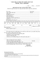 ĐƠN ĐĂNG KÝ DỰ TUYỂN CÔNG CHỨC potx