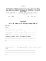 MẪU THÔNG BÁO VỀ VIỆC THỤ LÝ ĐƠN YÊU CẦU TÒA ÁN BỒI THƯỜNG THIỆT HẠI pot