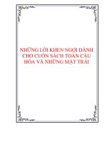 NHỮNG LỜI KHEN NGỢI DÀNH CHO CUỐN SÁCH TOÀN CẦU HÓA VÀ NHỮNG MẶT TRÁI. pot