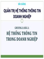 QUẢN TRỊ HỆ THỐNG THÔNG TIN DOANH NGHIỆP - CHƯƠN G II - BÀI 3 : HỆ THỐNG THÔNG TIN TRONG DOANH NGHIỆP doc