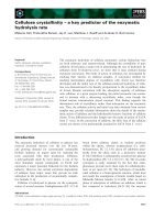 Báo cáo khoa học: Cellulose crystallinity – a key predictor of the enzymatic hydrolysis rate pptx