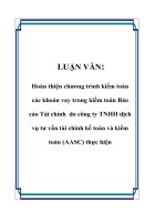 LUẬN VĂN: Hoàn thiện chương trình kiểm toán các khoản vay trong kiểm toán Báo cáo Tài chính do công ty TNHH dịch vụ tư vấn tài chính kế toán và kiểm toán (AASC) thực hiện pdf