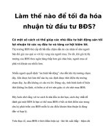 Làm thế nào để tối đa hóa lợi nhuận từ đầu tư BĐS? doc
