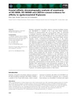 Báo cáo khoa học: Frontal afﬁnity chromatography analysis of constructs of DC-SIGN, DC-SIGNR and LSECtin extend evidence for afﬁnity to agalactosylated N-glycans potx